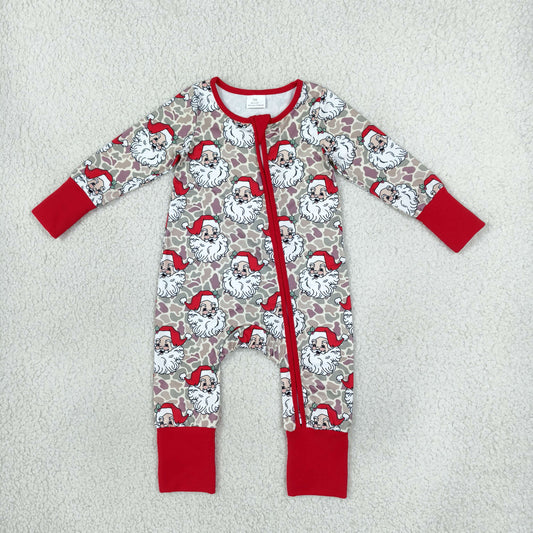 Baby Boys Kids Santa Camo Print Christmas Zipper Footie Sleeper Romper Clothes RTS