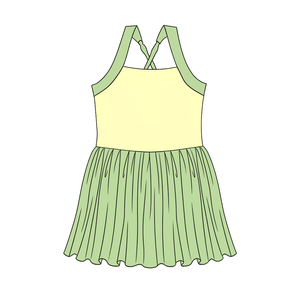 ( Moq 5 ) Preorder GSD3981 Baby Girls Kids Sleeveless Princess Yoga Active Knee Length Dress
