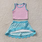 Baby Girls Kids Pink Shirt Scallop Green Skirt Shorts Yoga Active Set Clothes