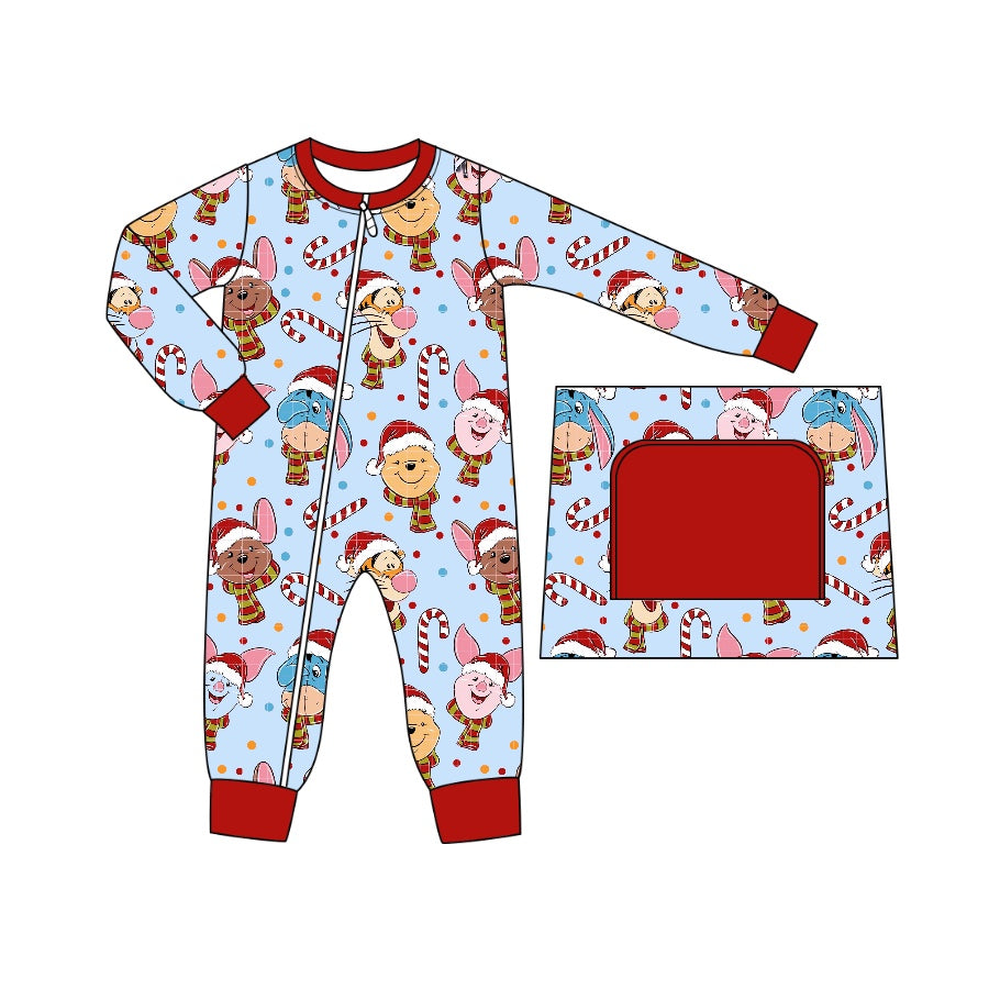 Baby Boy Long Sleeves Christmas Bear Sleeper Zipper Romper