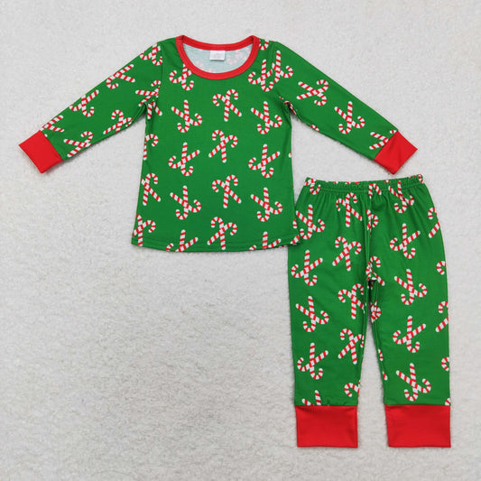 Baby Boy Christmas Candy Cane Shirt Pants Pajamas Green Bamboo Set