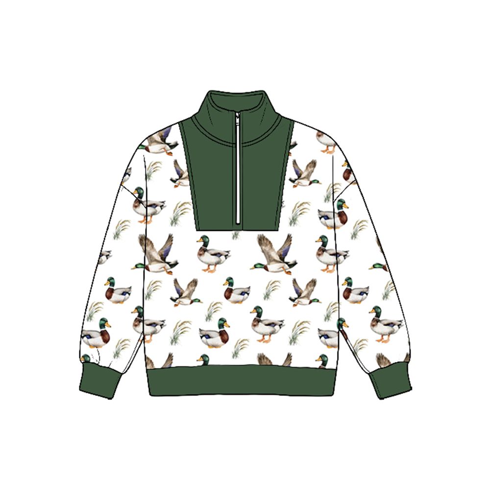 ( Moq 5 ) Preorder Baby Boys Kids Long Sleeves Half Zip Pullover Ducks Shirt Tops