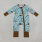 Baby Boys Kids Long Sleeves Western Little Cowboy Zipper Footie Sleeper Romper RTS