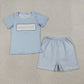 Baby Boys Toddler Short Sleeves Mama's Boy Shirt Blue Stripes Shorts Clothes Set RTS