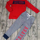 Baby Girl Long Sleeves Red Shirt Stripes Pocket Pants Team Set