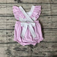 No Moq Pre-order SR0620 Easter Baby Girl Rabbit Purple  One Piece Romper