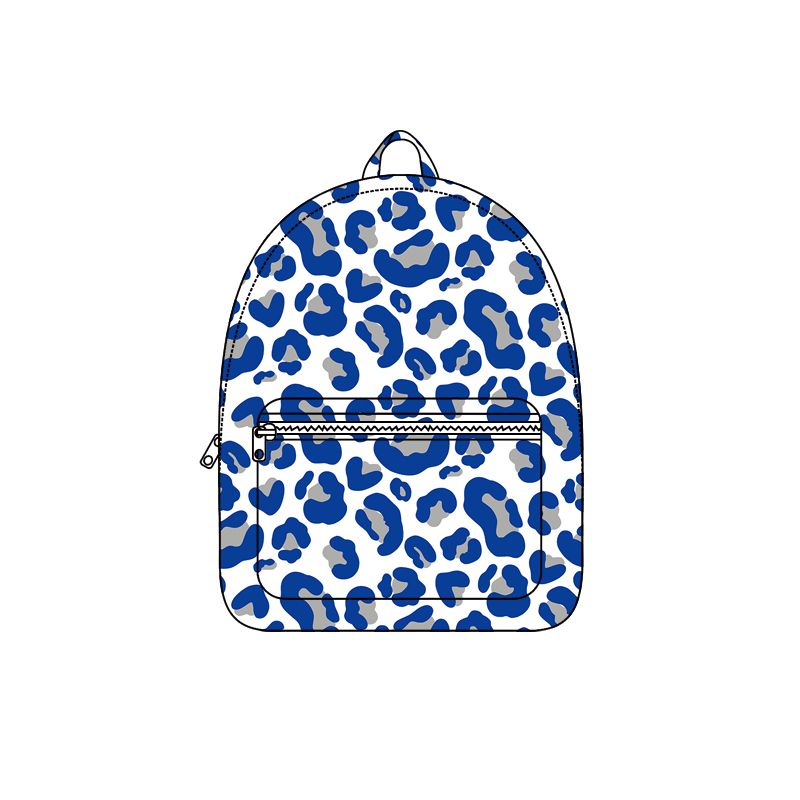 ( Moq 5 ) Preorder Baby Toddler Kids Grey Blue Leopard Zipper Pocket Backpack Team Bag