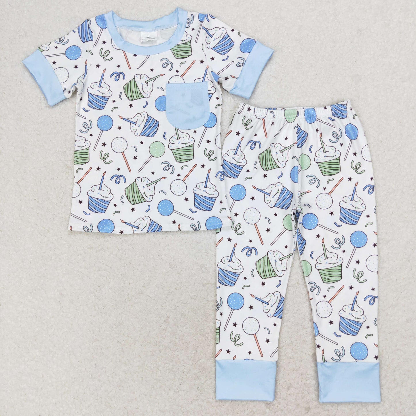 Baby Boys Cup Cake Pockets Tops Pants Pajamas Set