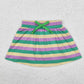 Baby Girl Short Sleeves Mardi Gras White Shirt Stripes Skirt Shorts Clothes Set