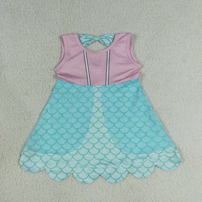 Sibling Baby Girls Kids Sleeveless Knee Length Dresses Clothes RTS