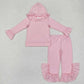 Baby Girl Long Sleeves Hoodie Cotton Shirt Ruffle Pants Sibling Clothes Set