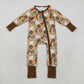 Baby Boy Long Sleeves Cow Cactus Boots Zipper Western Halloween Romper RTS