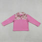 Baby Girls Pink Long Sleeves Chip Hearts Valentines Zipper Fleece Pullover Sweater RTS