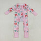 Baby Girl Long Sleeves Colorful Bows Ruffle Zipper Christmas Romper RTS
