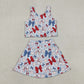 Baby Girls Kids Bows Baseball Shirt Skirt Shorts Yoga Active 4th of July Blue Set Clothes RTS