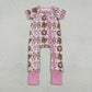 Baby Girls Short Sleeves Bows Boots Zipper Western Pink Romper RTS