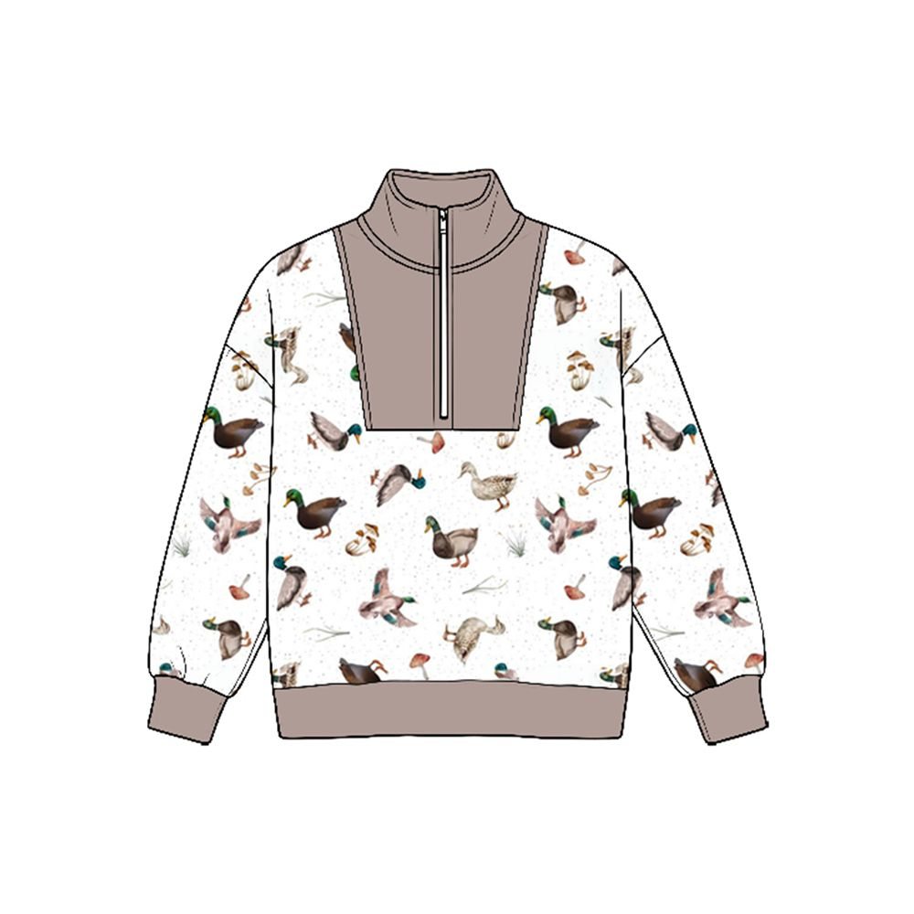 ( Moq 5 ) Preorder Baby Boys Kids Ducks Long Sleeves Half Zip Shirt Pullover Tops