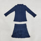 Baby Girls Kids Long Sleeves Zipper Cardigan Skirt Shorts Navy Set Yoga Active Clothes RTS
