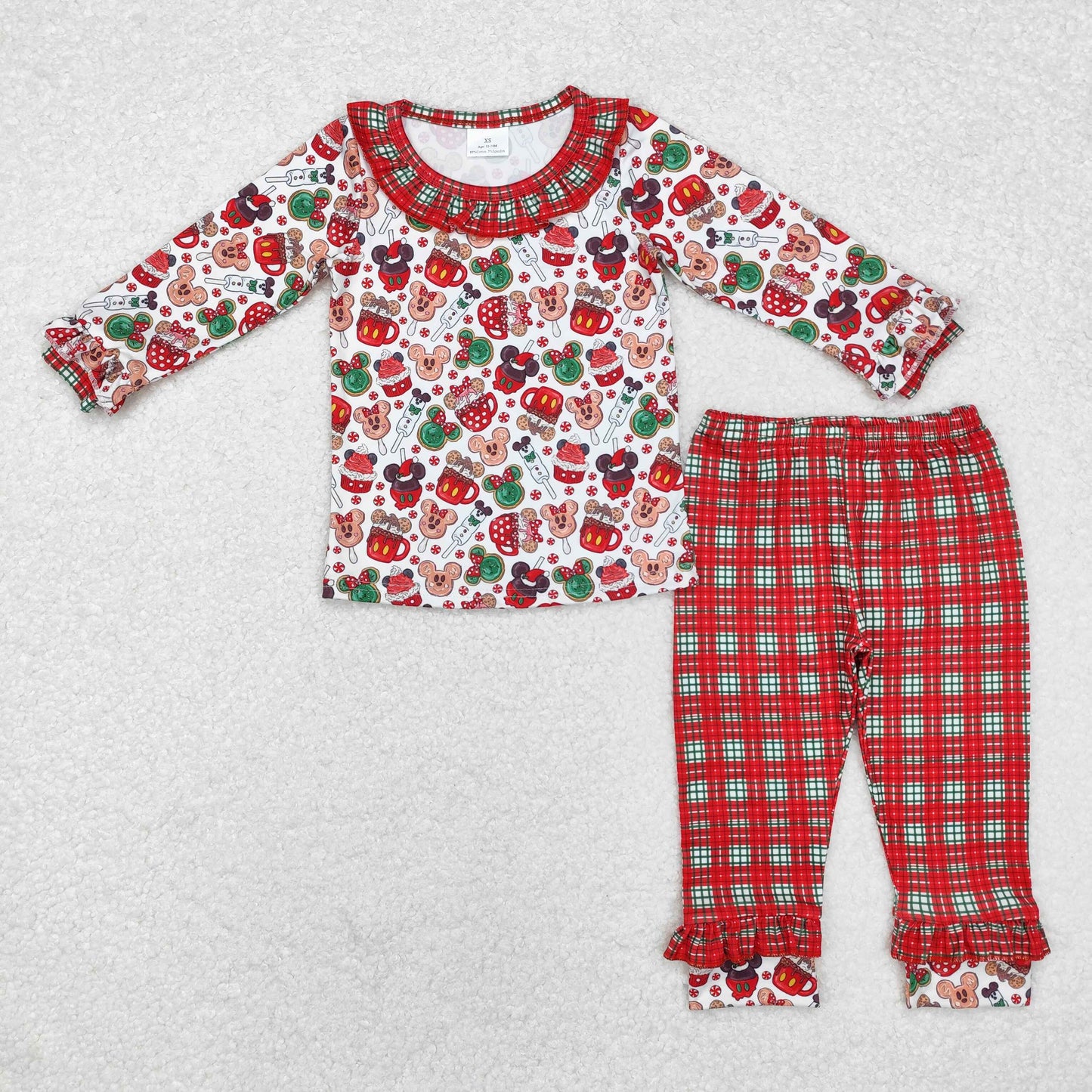 Baby Girl Christmas Mouses Tops Plaid Pants Pajamas Set