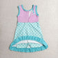 Baby Girls Kids Sleeveless Yoga Active Shorts Knee Length Mermaid Dress Scallop Clothes RTS