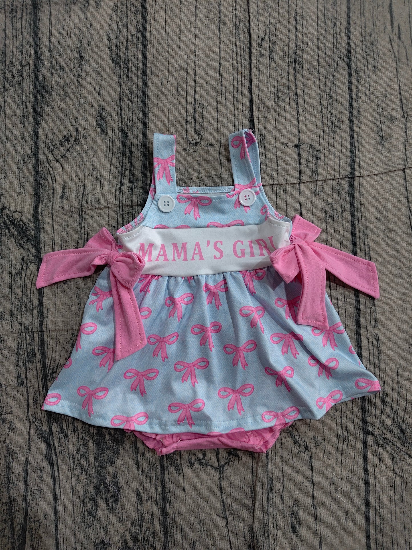 ( No moq ) Preorder Baby Girls Kids Mama's Girl Bows Tops Pink Bummie Shorts Summer Set