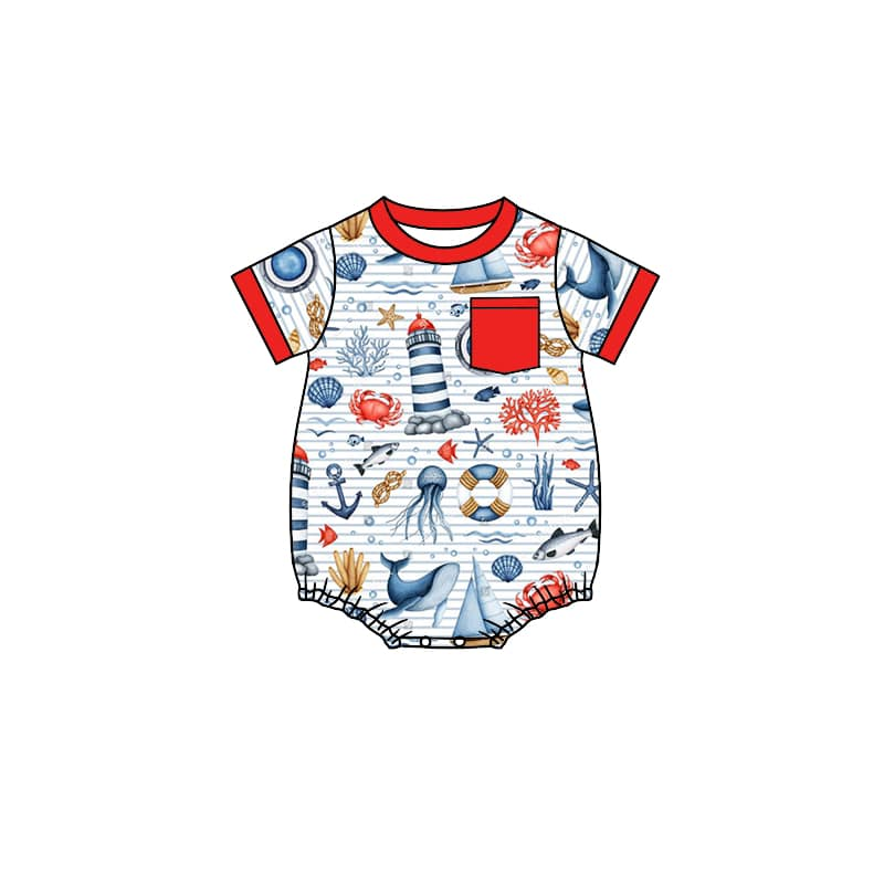 Moq 3 Pre-order SR1303 Baby Boy Short Sleeves One Piece Romper