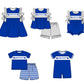 ( Moq 5 ) Baby Girls Toddler Short Sleeves Bows Blue Tunic Dots Shorts Team Set