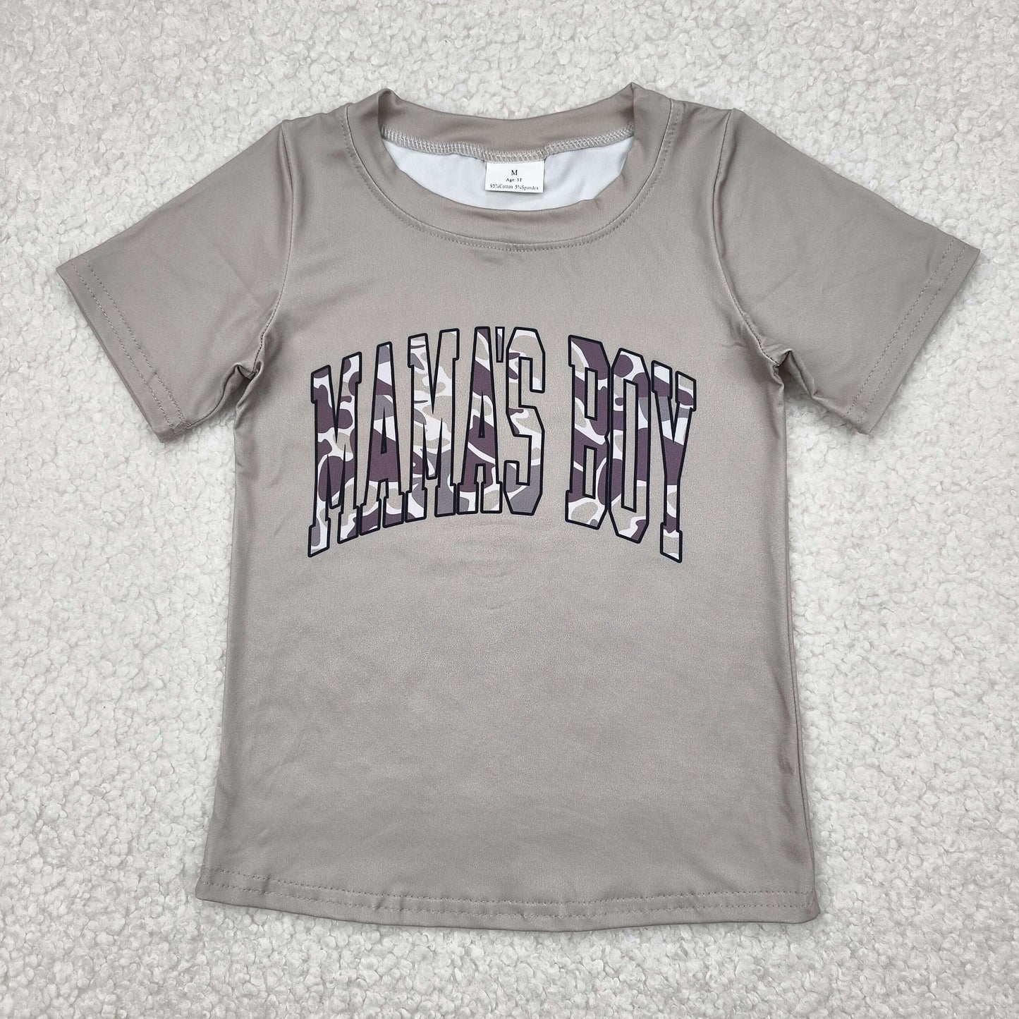 Baby Kids Short Sleeves Camo Mama's Boy Green Tee Shirt RTS