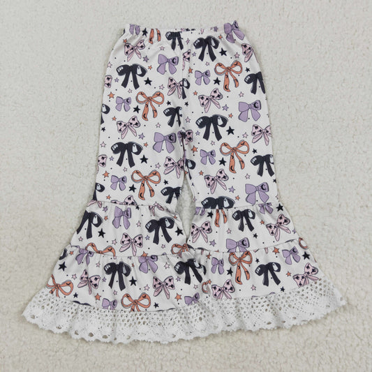 Baby Girl Toddler Ghost Stars Bows Ruffle Bell Bottom Pants Halloween Clothes RTS