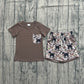 Baby Boys Kids Short Sleeves Pocket Shirt Dogs Ducks Camo Shorts Clothes Set RTS