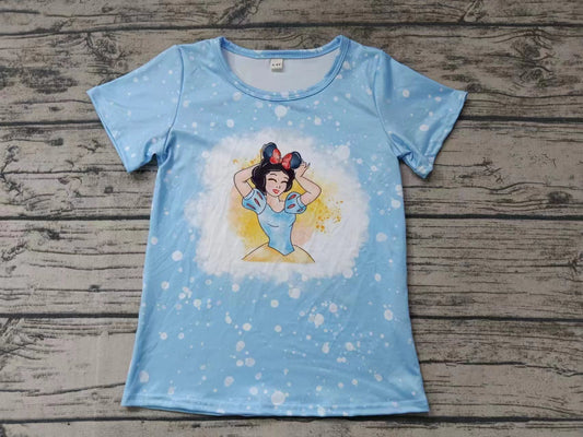 Moq 5 Pre-order Baby Girl Short Sleeves Princess Blue Shirt Tops