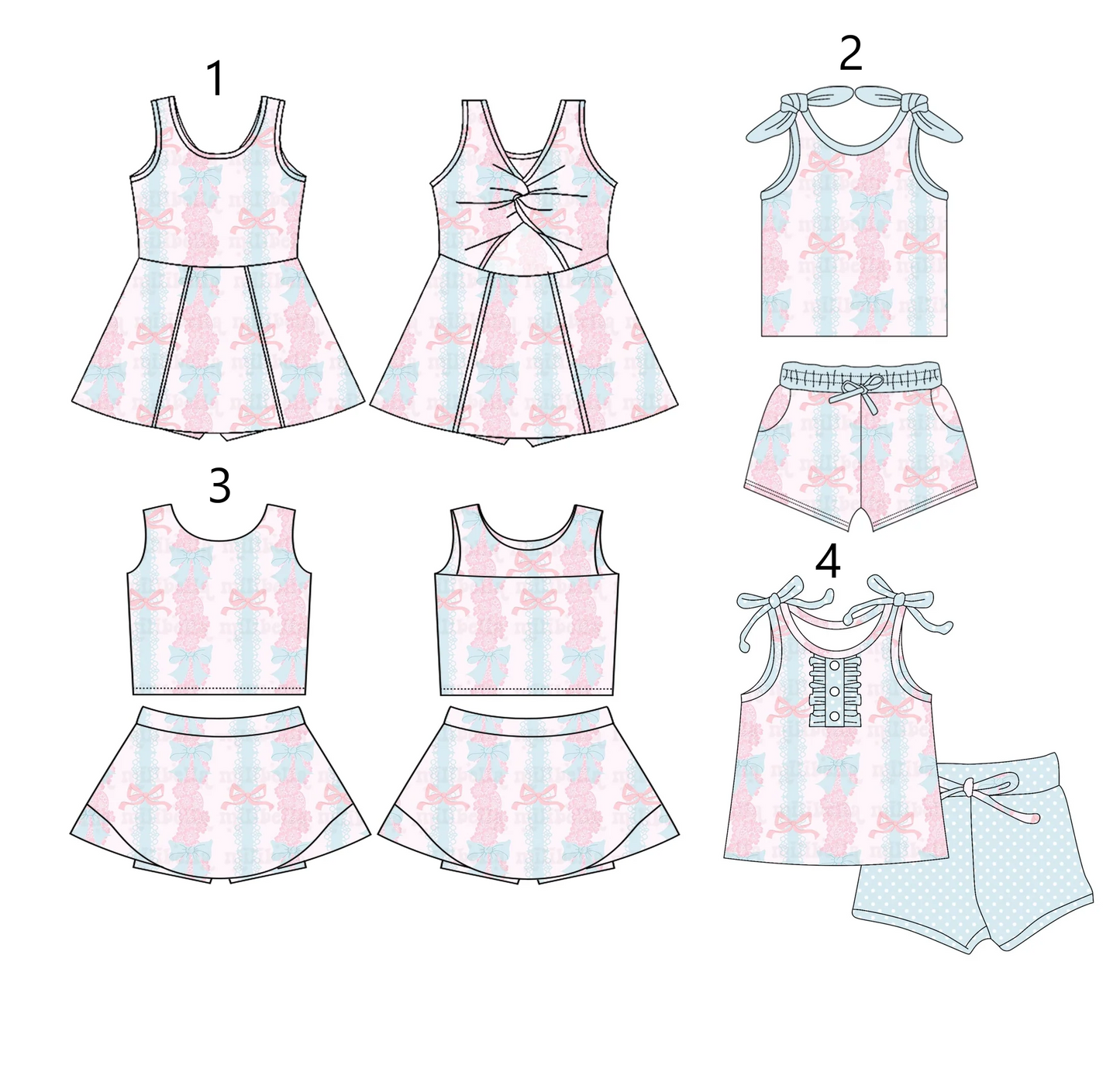 Baby Girl Sleeveless Flower Bows Sibling Dress Set ( Moq 5 Each Style ) 3.5