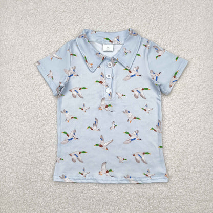 Baby Boy Toddler Short Sleeves Ducks Buttons Romper Shirt Sibling Clothes RTS