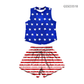 ( Moq 5 ) Preorder Baby Girls Kids Sleeveless Stars Stripes Tops Shorts Set 4th of July Clothes
