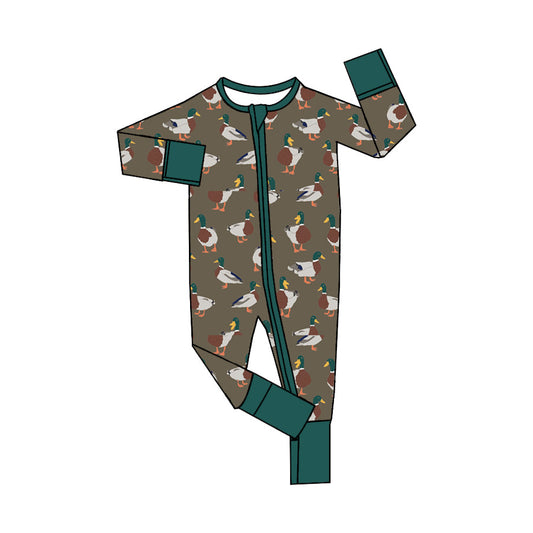 Baby Boy Mallard Ducks Long Sleeves Zipper Rompers