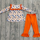 Baby Girl Long Sleeves Colorful Bows Stars Tunic Ruffle Pants Halloween Set RTS