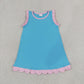 Baby Girls Kids Sleeveless Pink Scallop Knee Length Dress Blue Clothes RTS