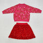 Baby Girl Christmas Candy Cane Sweater Red Sequin Skirt Set