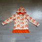 Baby Girls Kids Pumpkins Flower Hoodie Orange Ruffle Shirt Fall Tops Clothes RTS
