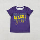 Girls Kids Short Sleeves Mardi Gras Purple Tee Shirt RTS