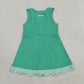 Sibling Baby Girls Kids Green Plaid Bows Skort Yoga Active Dress Set Scallop Clothes RTS