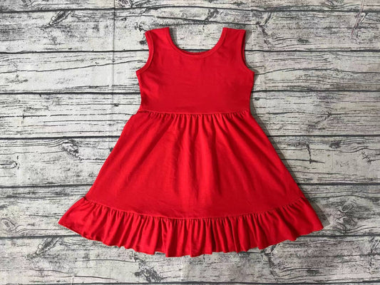 No moq Pre-order GSD0660 Baby Girl Cotton Sleeveless Red Dress