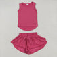 Baby Girl Sleeveless Hot Pink Tops Shorts Skirt Skort Active Yoga Set RTS