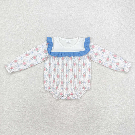 Baby Girl Long Sleeves Bows Flower Bubble Romper