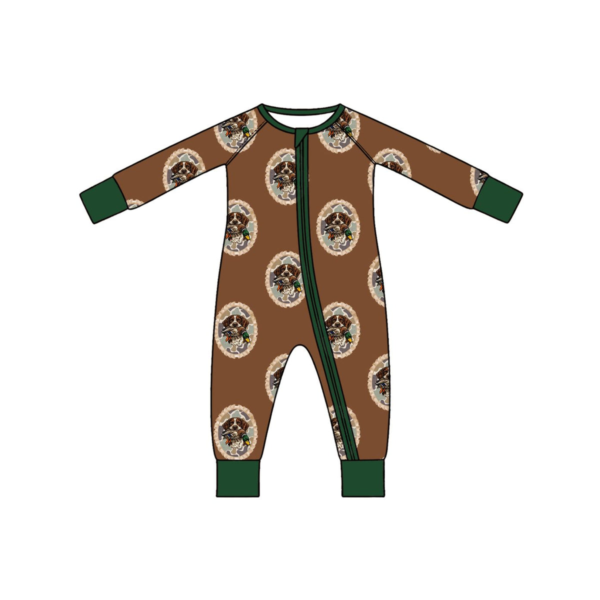 ( Moq 5 )  Preorder Baby Boys Long Sleeves Zipper Sleeper Dogs Ducks Romper Hunting Clothes
