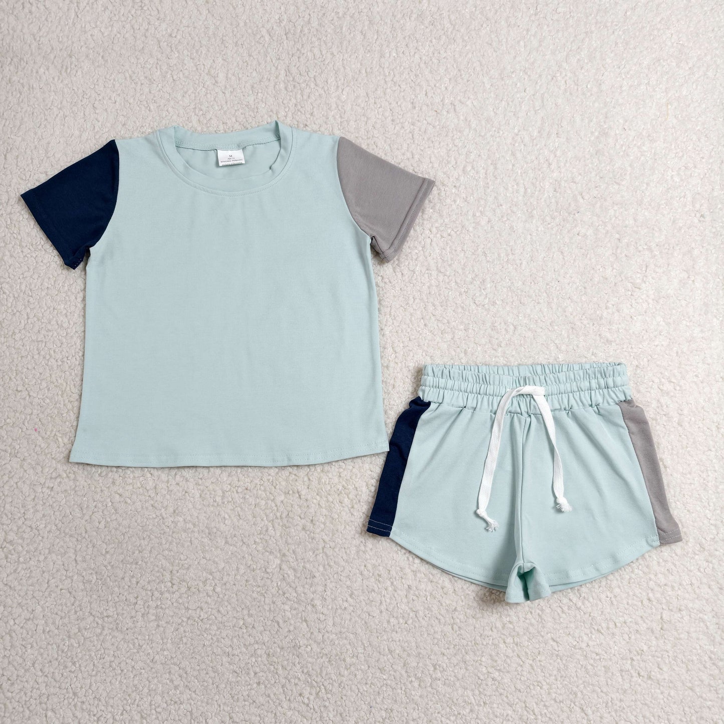 Baby Boys Kids Short Sleeves Blue Shirt Shorts Cotton Set Summer Clothes RTS