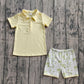 Baby Boy Short Sleeves Yellow Buttons Shirt Golf Shorts Summer Clothes Set RTS