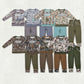 Sibling Baby Boys Kids Long Sleeves Embroidery Mama's Boy Camo Shirt Pockets Pants Sets RTS