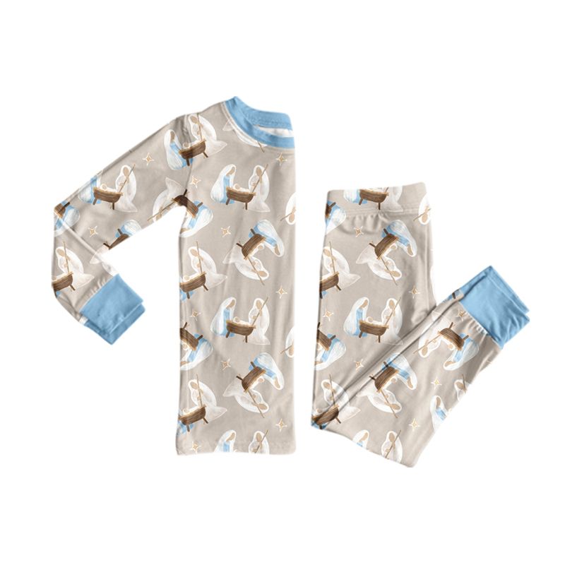 ( Moq 5 ) Preorder Baby Boys Kids Long Sleeves Nativity Shirt Pants Set Pajamas Clothes