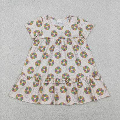 Sibling Boys Girls Kids Short Sleeves Donuts Mardi Gras Shirt Dress RTS